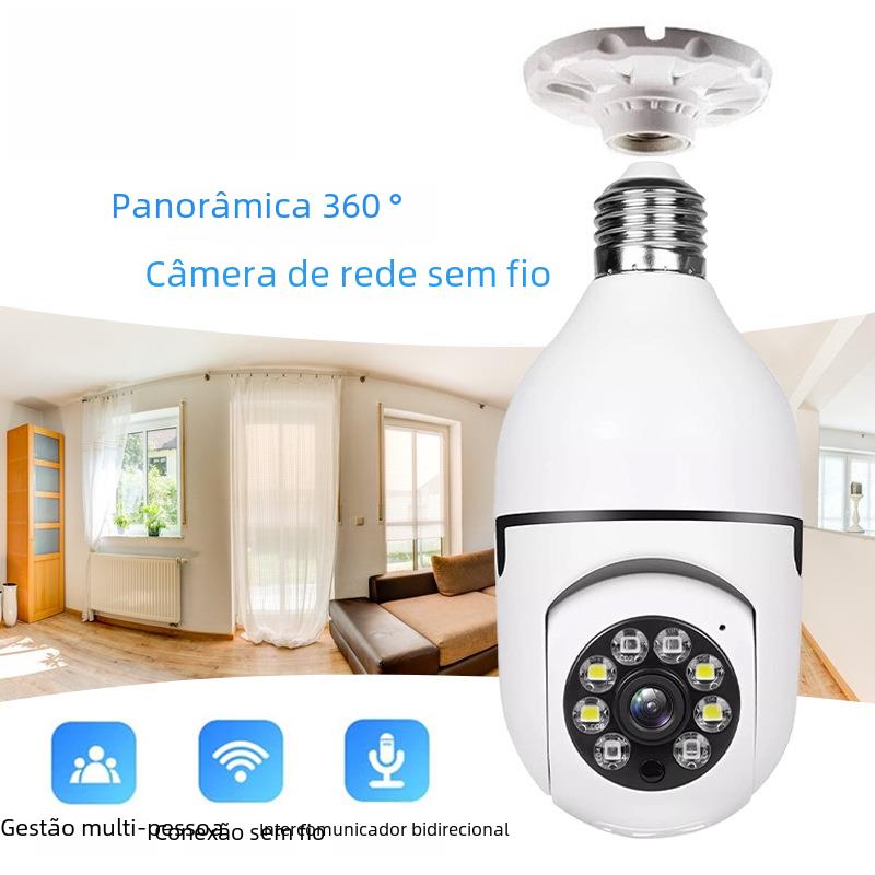 Câmera Bulbo E27 Interna Sem Fio WiFi de 360 Graus HD Visão Noturna