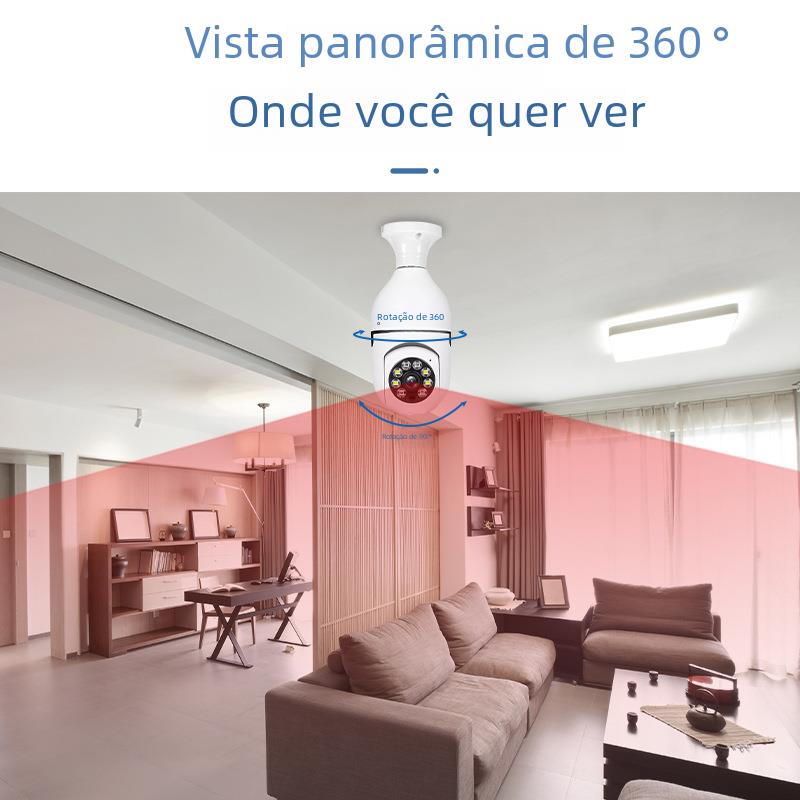 Câmera Bulbo E27 Interna Sem Fio WiFi de 360 Graus HD Visão Noturna