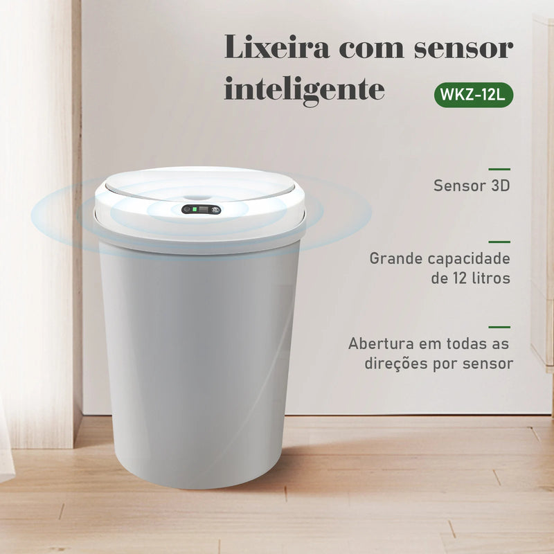 Lixeira inteligente com sensor infravermelho - 12 litros