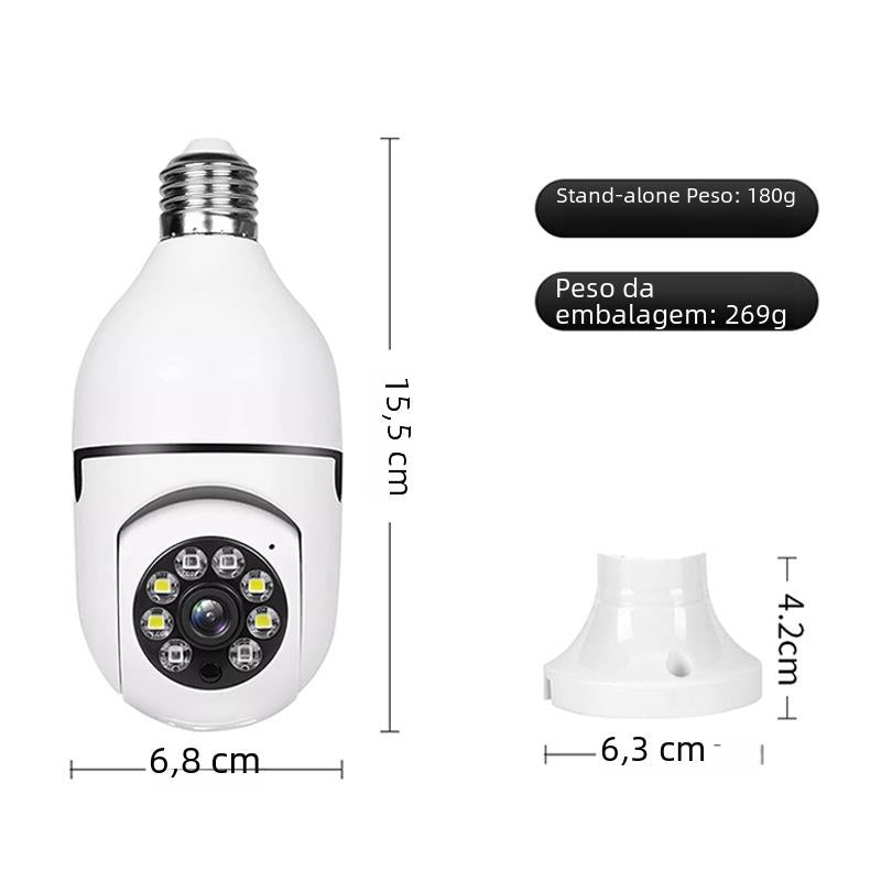 Câmera Bulbo E27 Interna Sem Fio WiFi de 360 Graus HD Visão Noturna